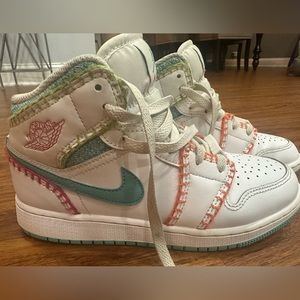 Air Jordan Youth Size 4 Multi Color with Jordan charm